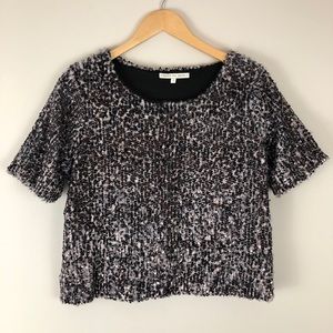 Search For Sanity Faux Fur Sequin Crop Top